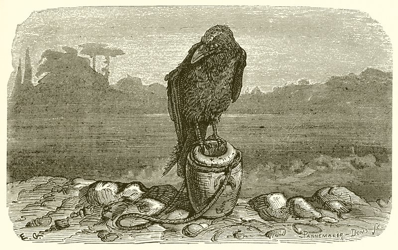 O corvo e o jarro de Ernest Henry Griset
