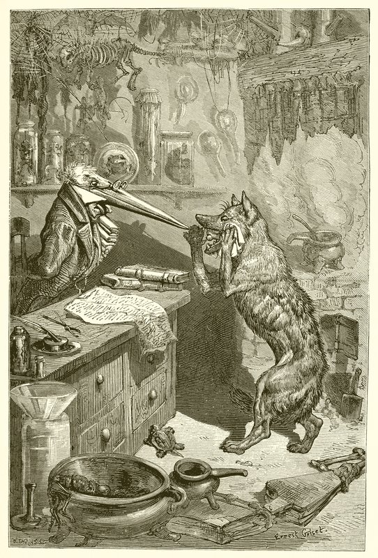 O lobo e o guindaste de Ernest Henry Griset