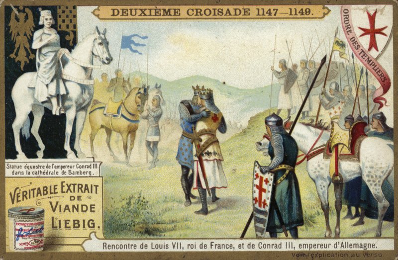 Encontro de Luís VII, Rei da França, e Conrado III, Imperador da Alemanha, Segunda Cruzada, 1147-1149 de European School