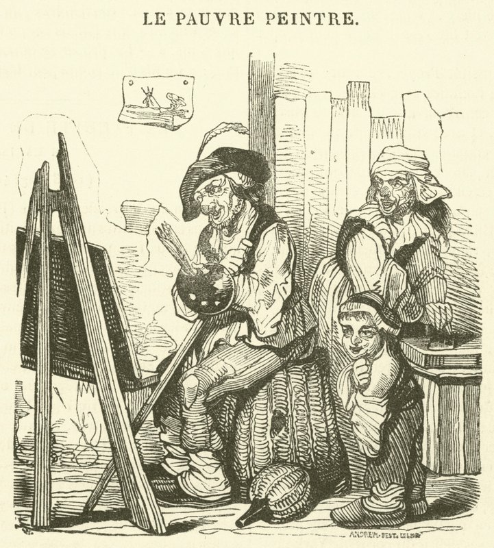 O pobre pintor (gravura) de French School