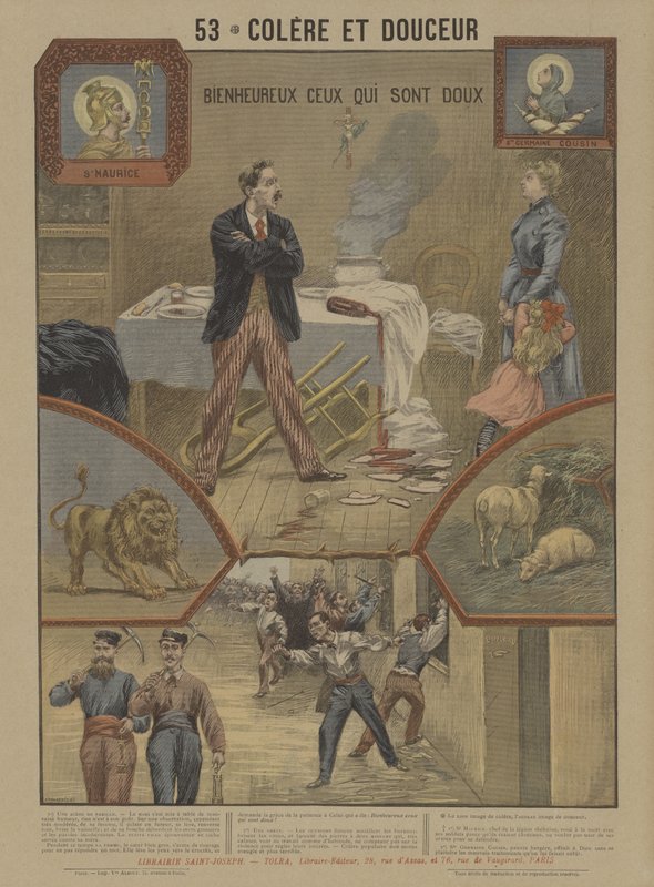 Ira e paciência (cor litho) de French School