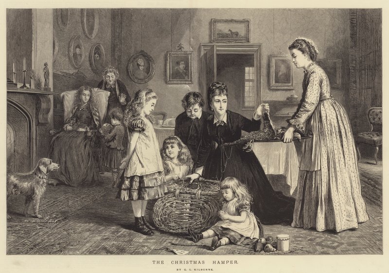 O cabaz de natal de George Goodwin Kilburne