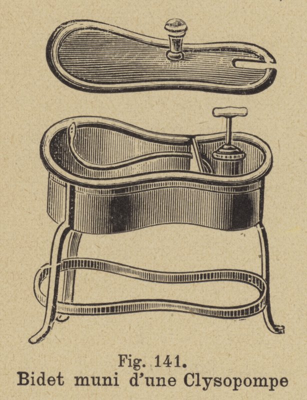 Bidé equipado com uma bomba de enema de German School