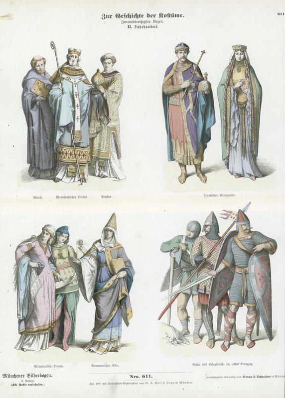 Trajes do século 11 de German School