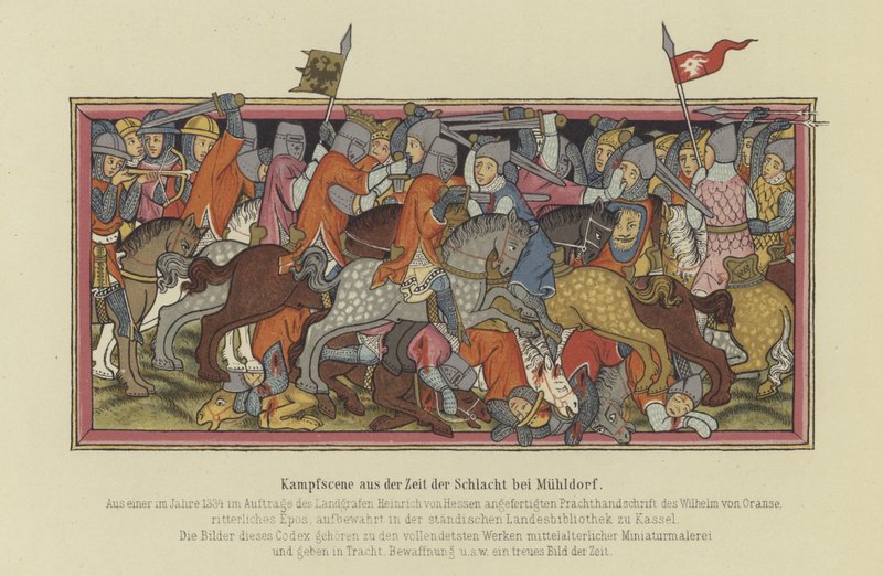 A Batalha de Muhldorf, 1322 de German School