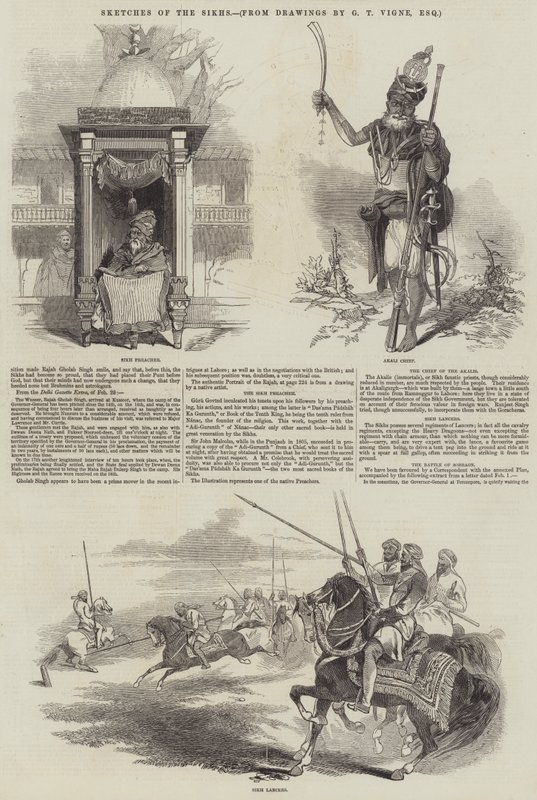 Esboços dos Sikhs de Godfrey Thomas Vigne