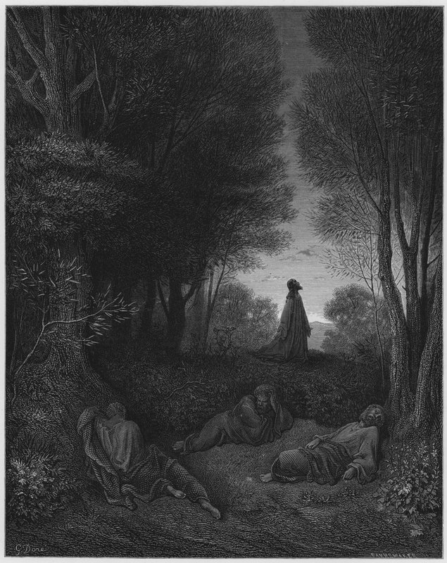 Gustave Dore Bible: Jesus orando no jardim de Gustave Dore