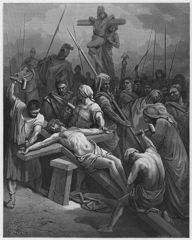 Gustave Dore Bible: Pregando Cristo à Cruz de Gustave Dore