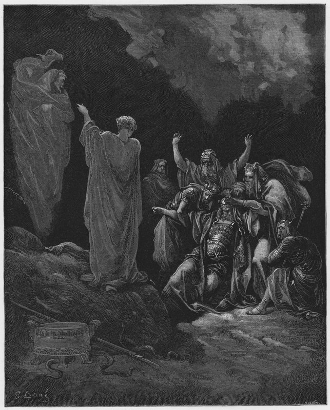 Gustave Dore Bible: Saul e a bruxa de Endor de Gustave Dore