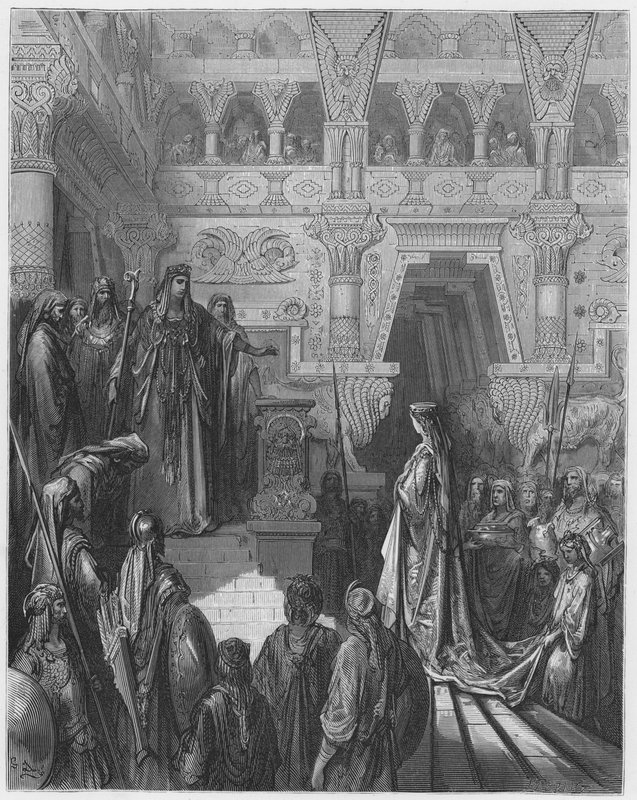 Gustave Dore Bible: Salomão recebendo a Rainha de Sabá de Gustave Dore