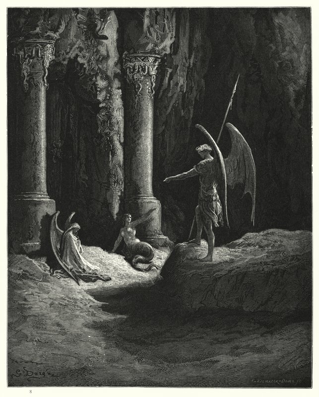 Ilustração de Gustave Dore para Miltons Paradise Lost, Livro II, linhas 648, 649 de Gustave Dore