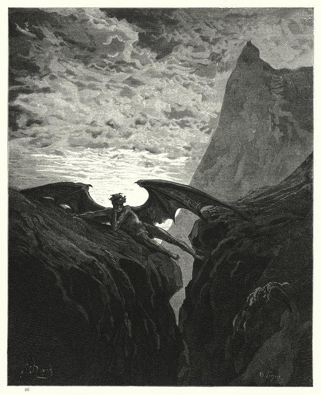 Ilustração de Gustave Dore para Miltons Paradise Lost, livro VI, linha 406 de Gustave Dore