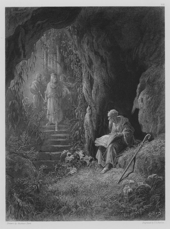 A cena da caverna de Gustave after Dore