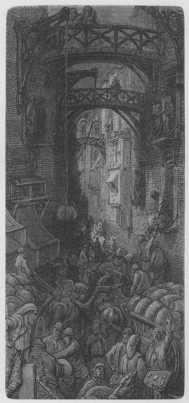 Uma rua ocupada de Gustave after Dore