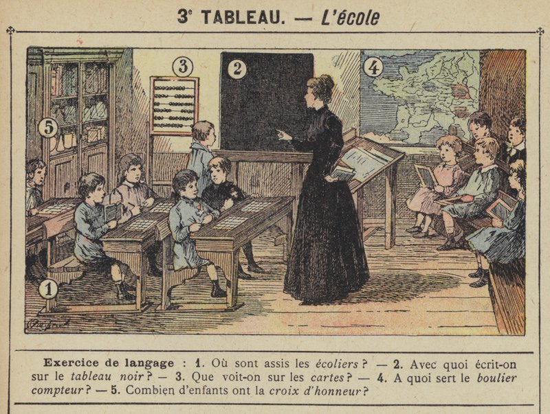 A escola (cor litho) de Gustave Fraipont