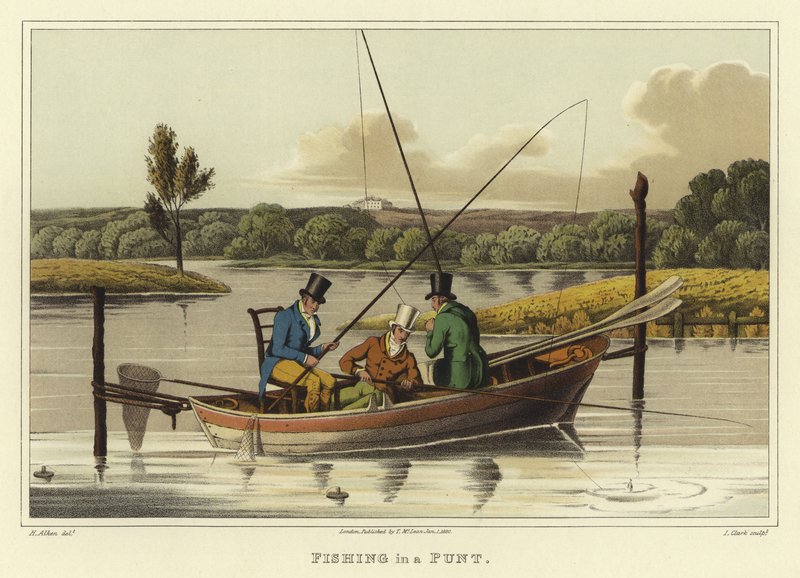 Pesca em um chromolitho de Henry Thomas Alken