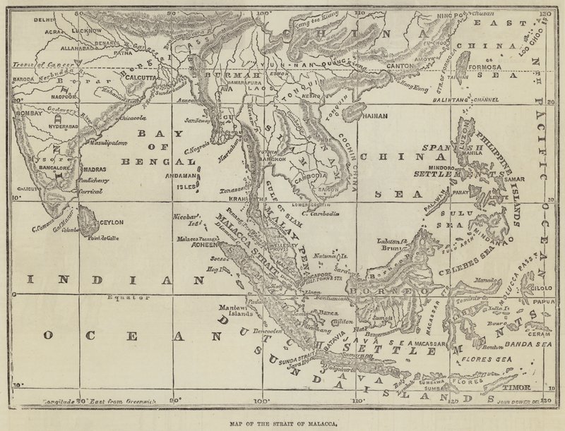 Mapa do Estreito de Malaca de John Dower