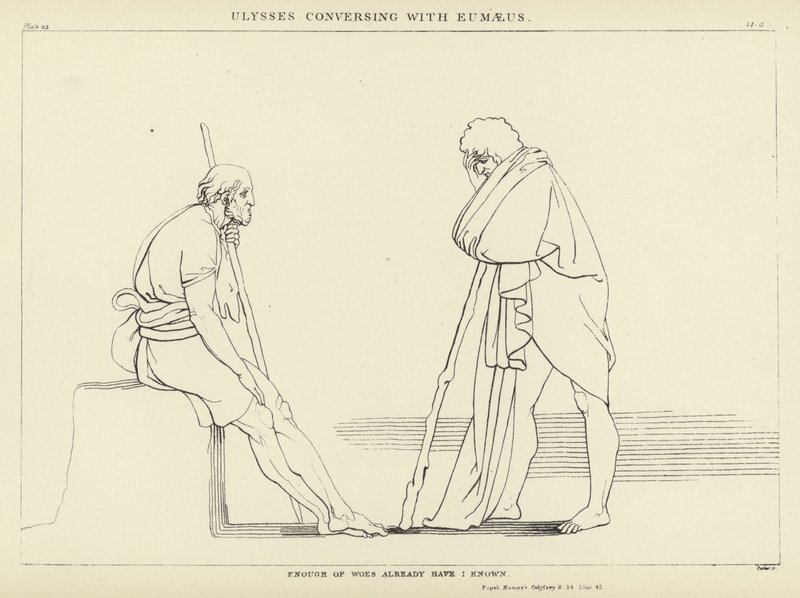 Ulisses conversando com Eumeu de John Flaxman