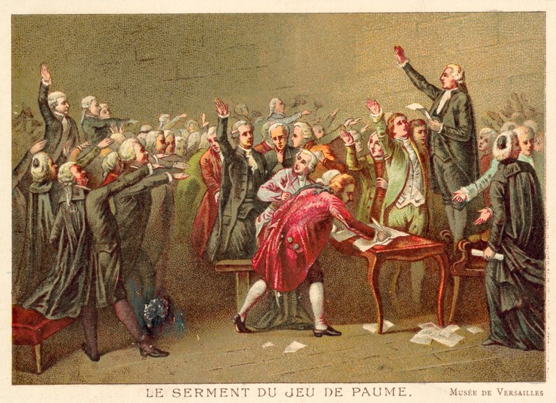 Juramento da quadra de tênis, Revolução Francesa, 20 de junho de 1789 (cromolito) de Louis Charles Auguste Couder