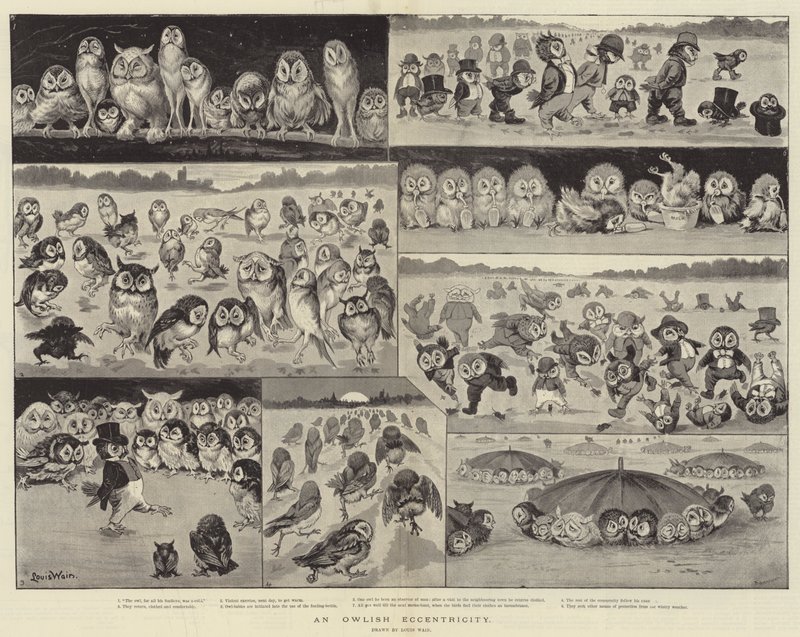 Uma excentricidade de Owlish de Louis Wain