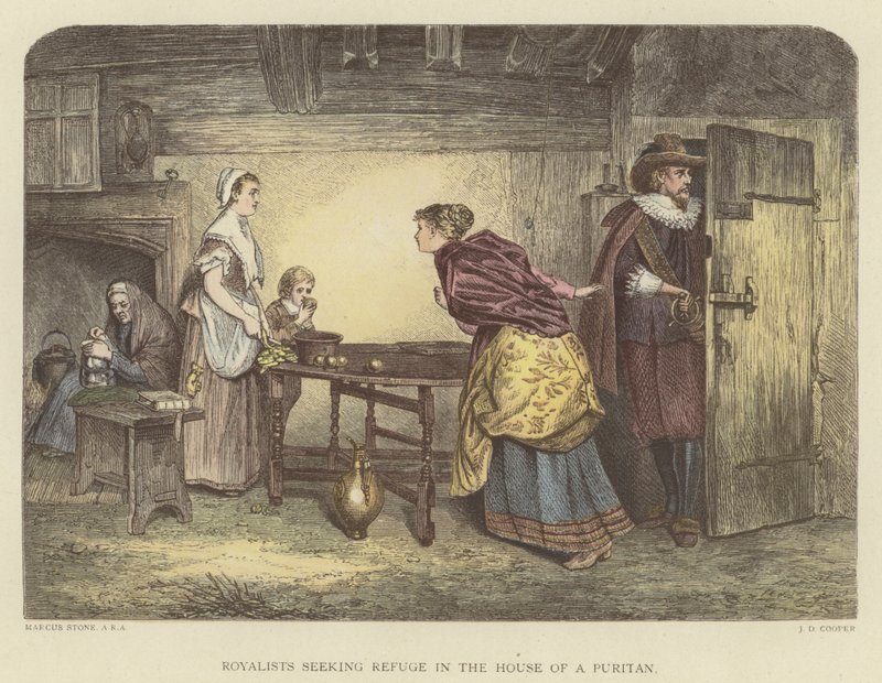 Realistas que buscam refúgio na casa de um puritano de Marcus Stone