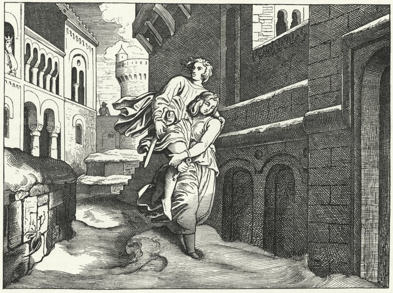 Einhard e Emma (gravura) de Moritz Ludwig von Schwind