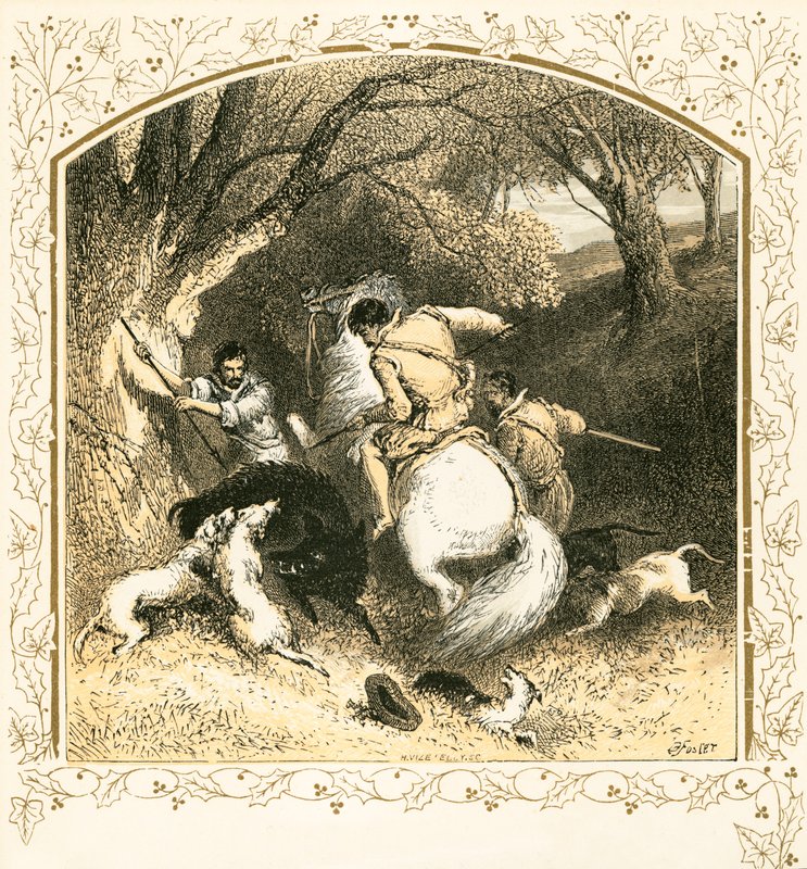 Caçando um javali de Myles Birket Foster