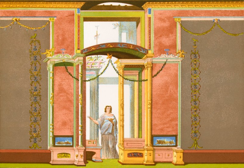 Decoração da parede de Pompeia de P. Sellier