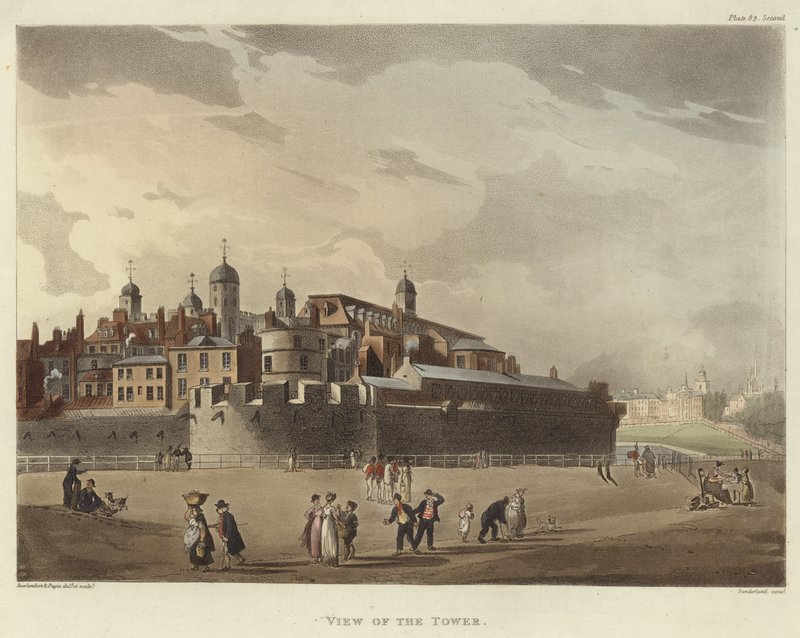Vista da torre de Pugin and Rowlandson