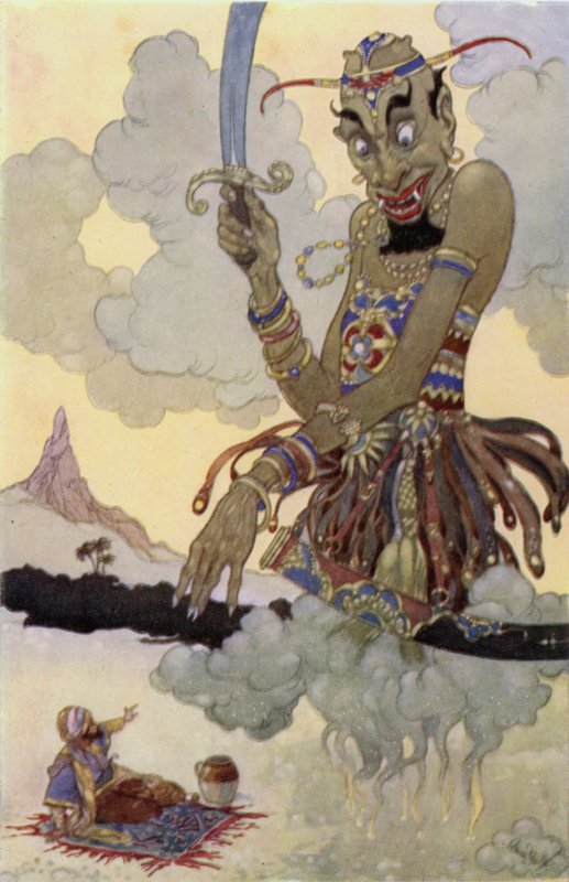Um génio zangado (cor litho) de René Bull