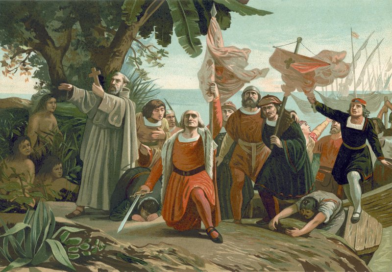 Chegada de Colombo na América, 1492 de Spanish School