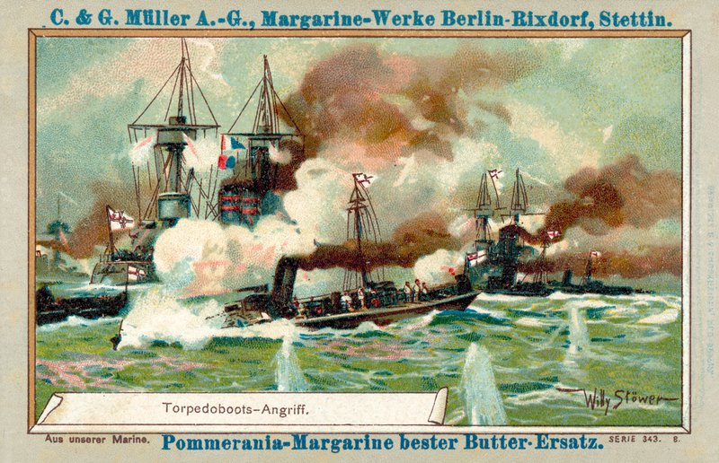 Ataque de barco torpedo (chromolitho) de Stoewer Willy