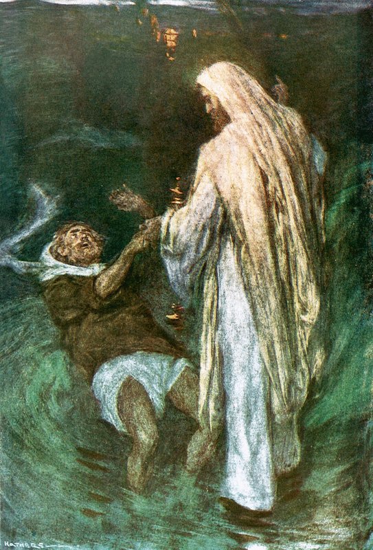 Cristo andando no mar de William Hatherell