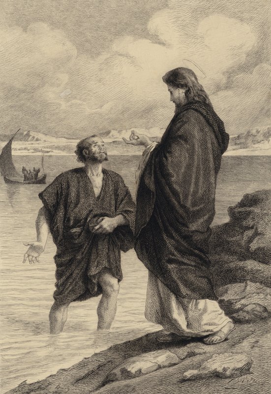 Jesus e são Pedro de after Albert Robida