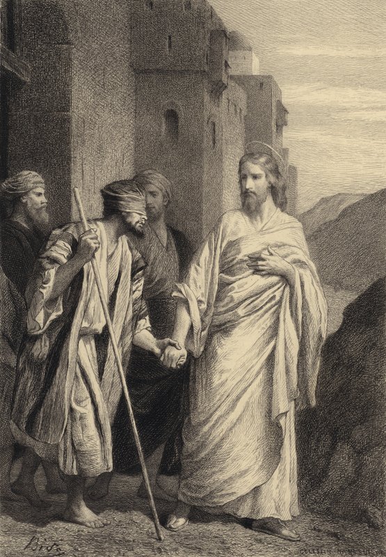 Jesus lidera o cego de after Albert Robida